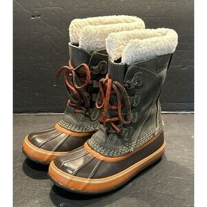 LL BEAN  Green, Brown, and Orange Snow Boots  Boys/Girls Kids Size 1